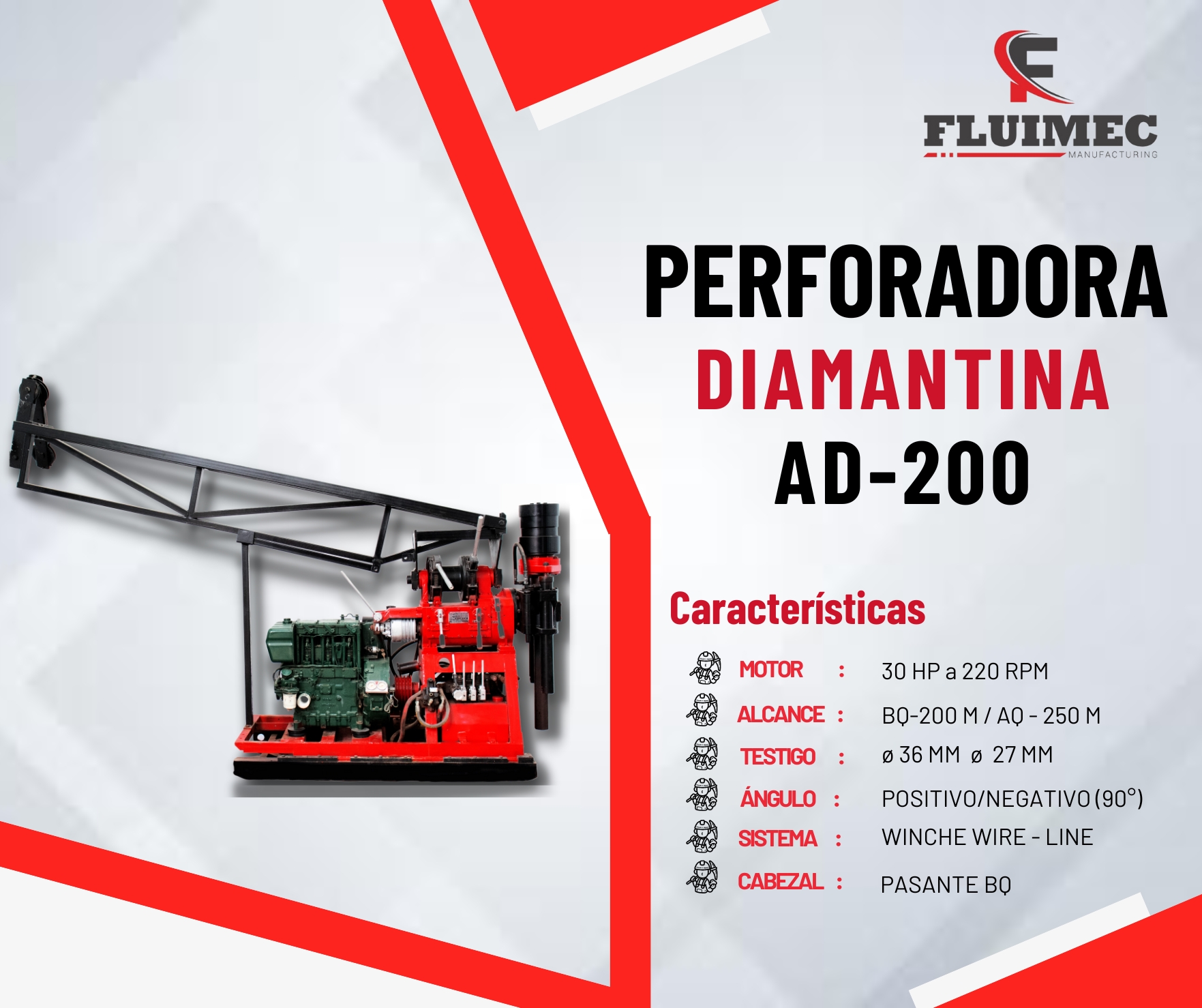 MAQUINA DIMANTINA AD - 200 PARA ACTIVIDADES DE EXPLORACION 